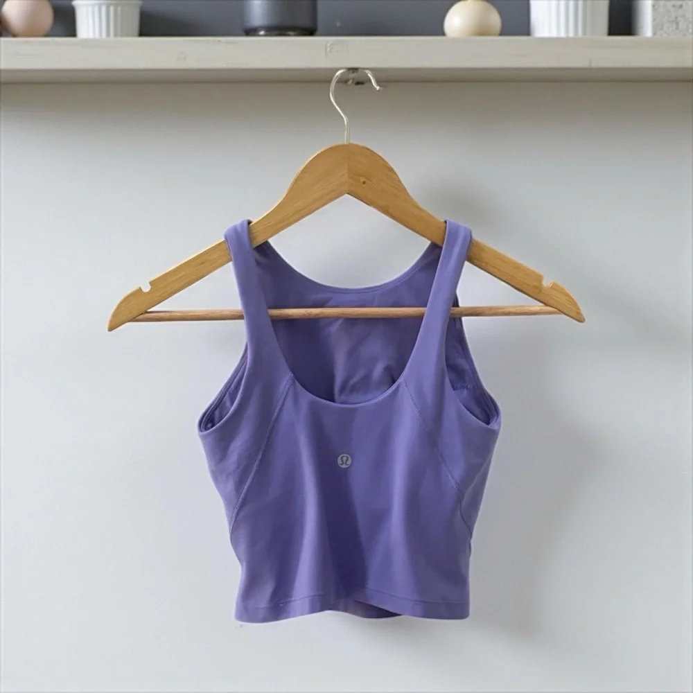 Lululemon Women’s Purple Cropped Tank Top Sports Bra! Size 2! - Picture 2 of 6